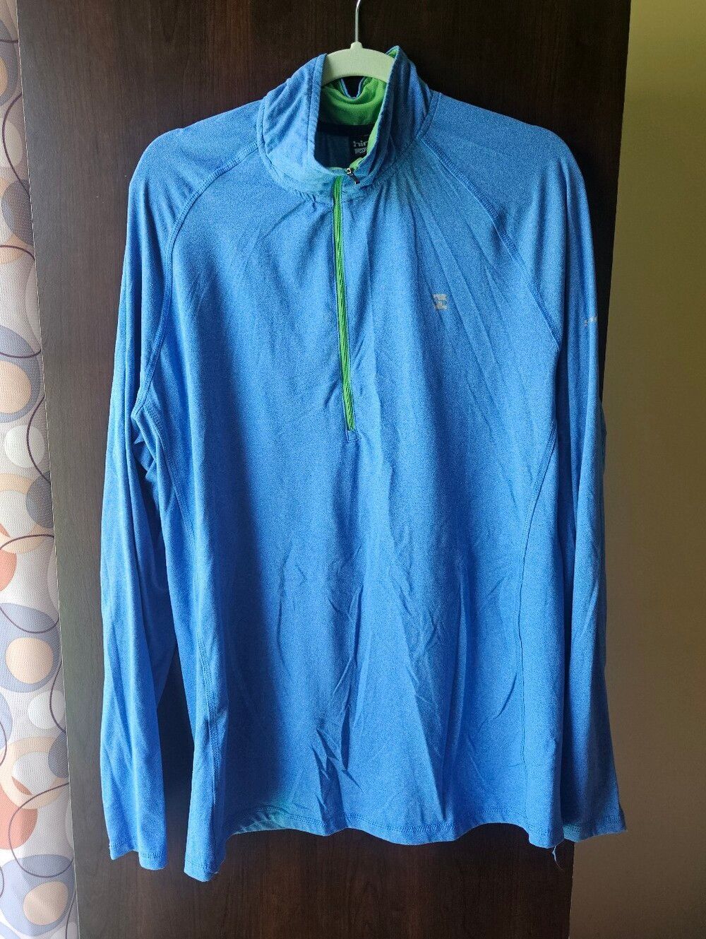 Hind Blue Quarter Zip with Neon Green Collar Trim Size XL